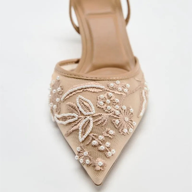 Embroidered Heeled Sandals