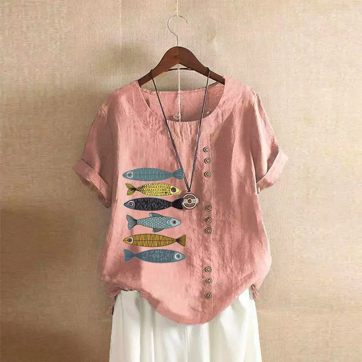 Button Printed T-shirt