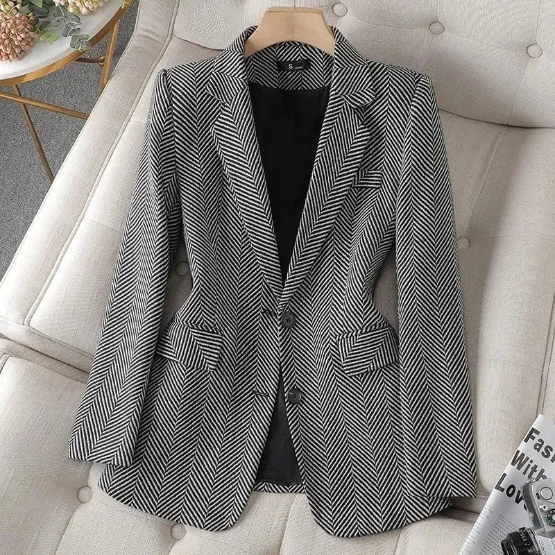 Women Stripe Formal Blazer
