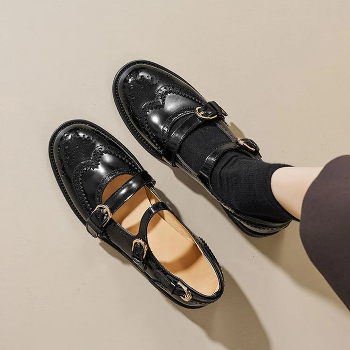 Round Toe Chunky Heel Shoes