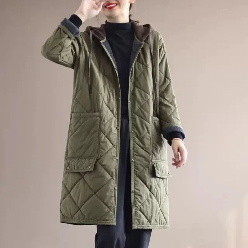 Diamond Patterned Splicing Cotton Jacket
