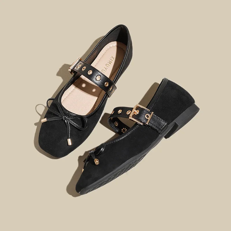 Mary Janes Women Velvet Flats