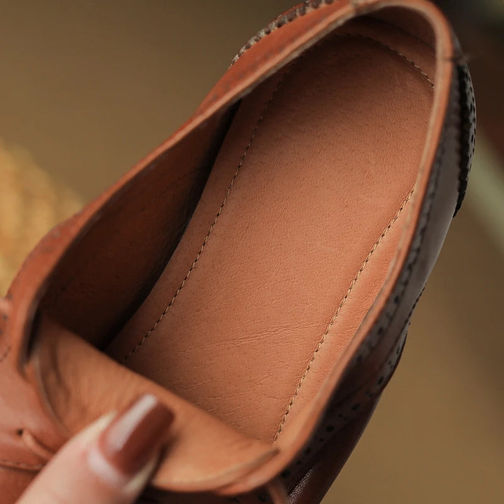 Low Heel Block Oxford Shoes