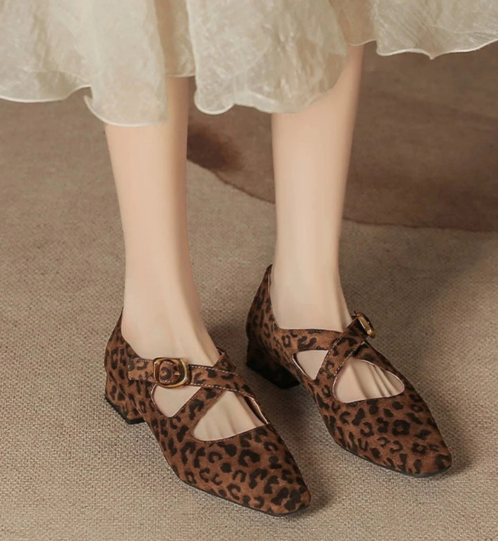 Low Heel Design Buckle Loafers