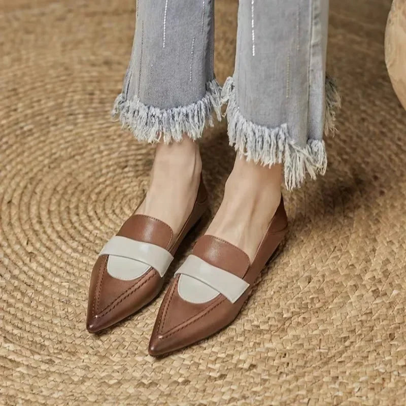 Pointed Toe Low-heeled Loafers