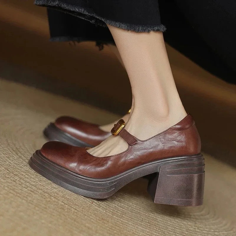 Retro Style Buckle Strap Mary Janes