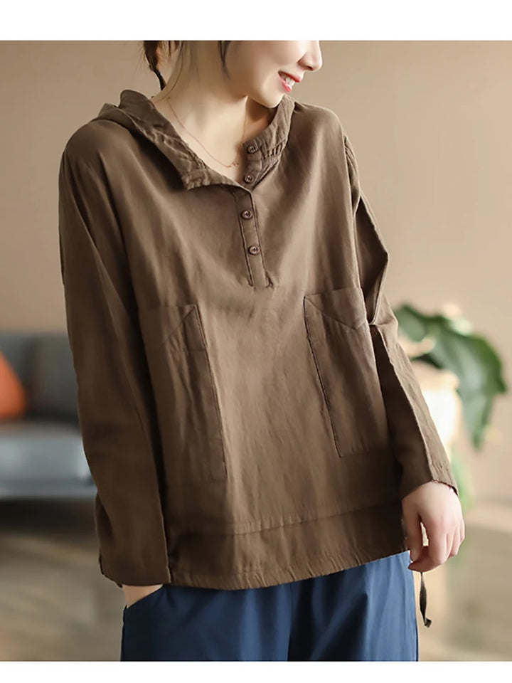 Linen Hooded Shirt