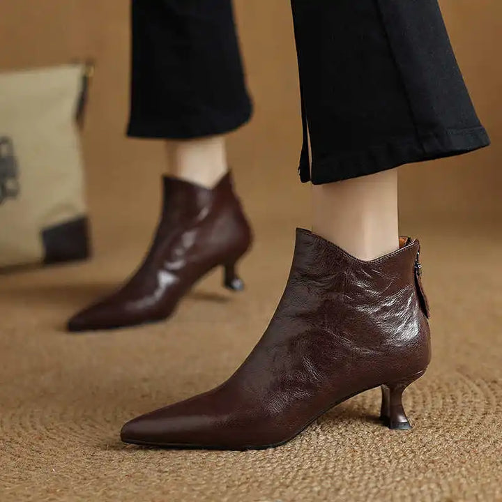 Vintage Pointed Toe Women Ankle Boots