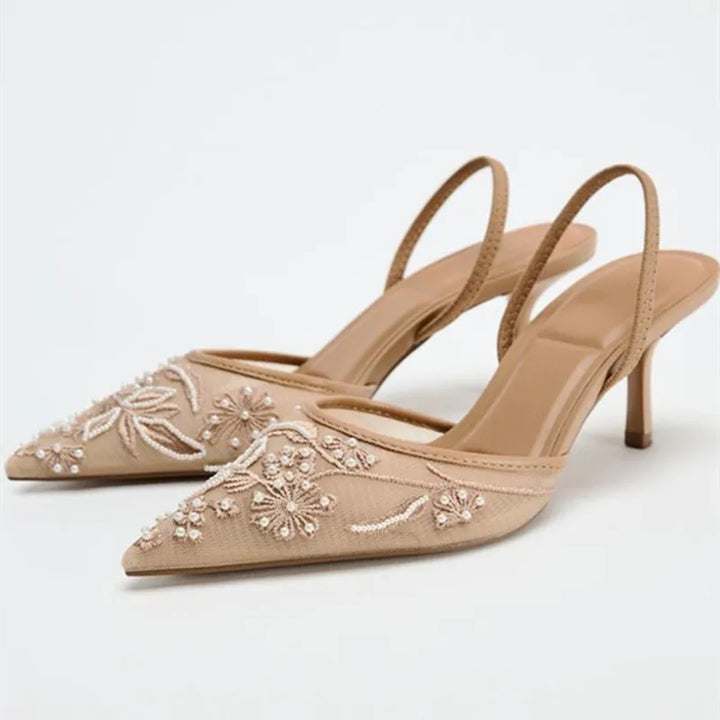 Embroidered Heeled Sandals