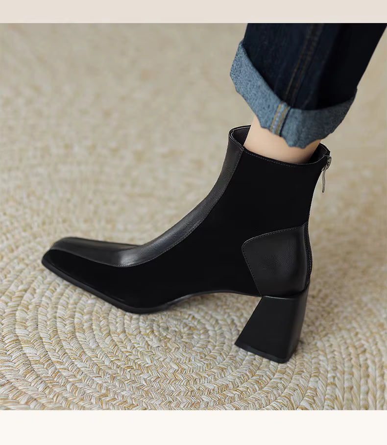 Vintage Square Toe Women Ankle Boots