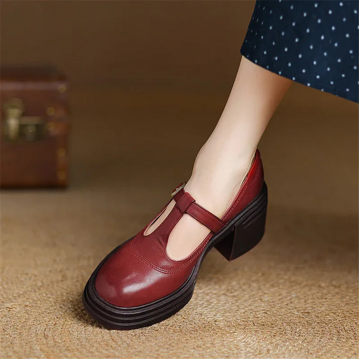 Chunky Heels Round Toe Women Pumps