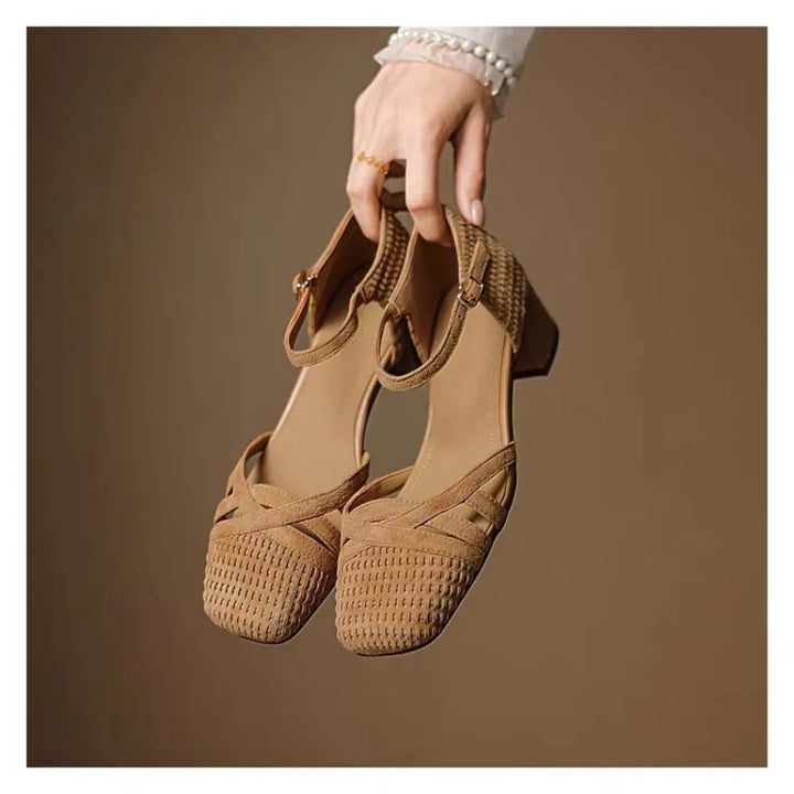Retro One Strap Block Heel Shoes