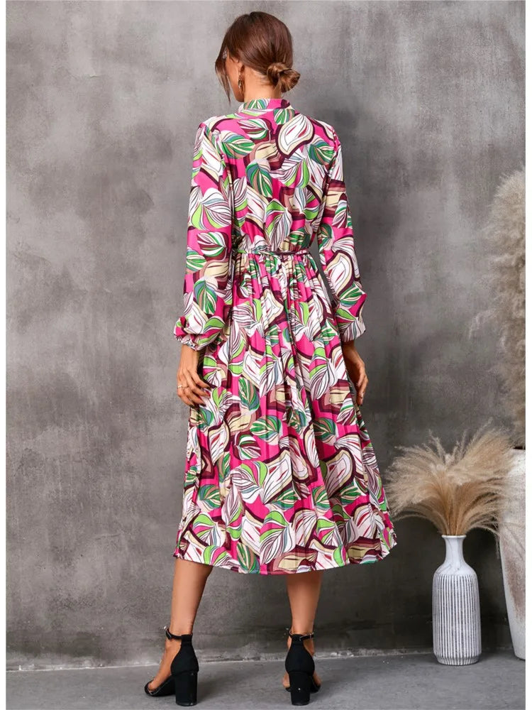 Lace Up Floral Dress