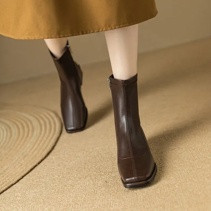 Square Head Low Heel Boots