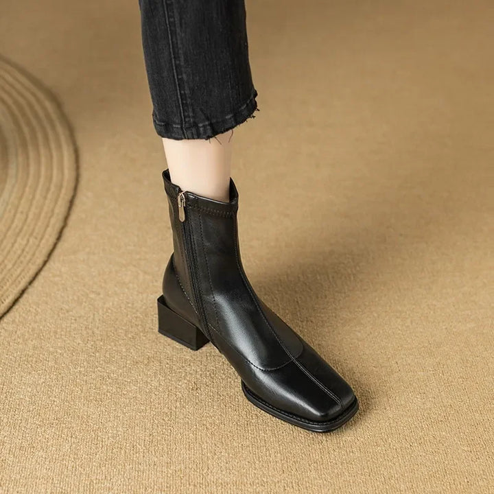 Square Head Low Heel Boots