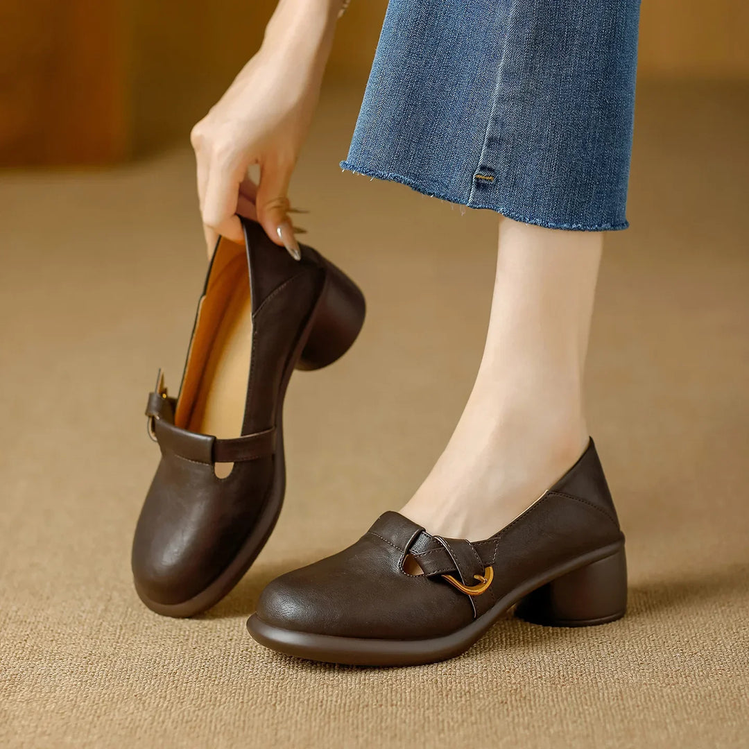 Round Toe Retro British Women's Single Shoes