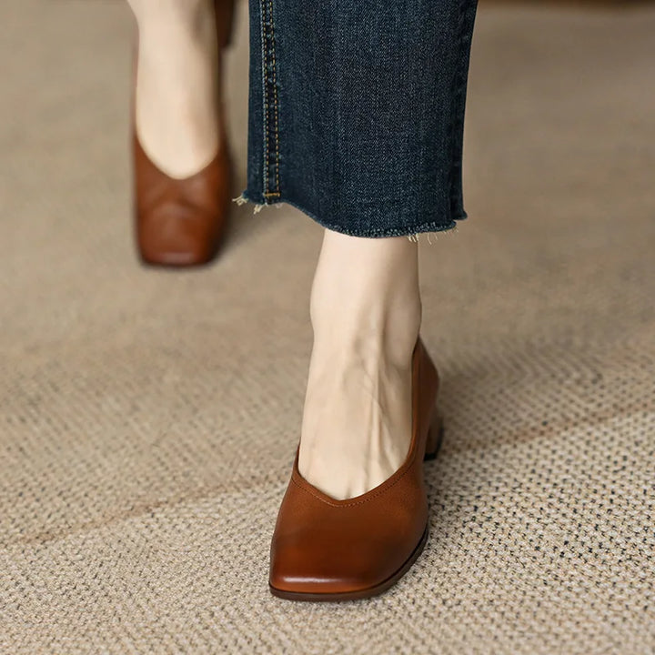 Square Head Thick-heeled Women's Shoes