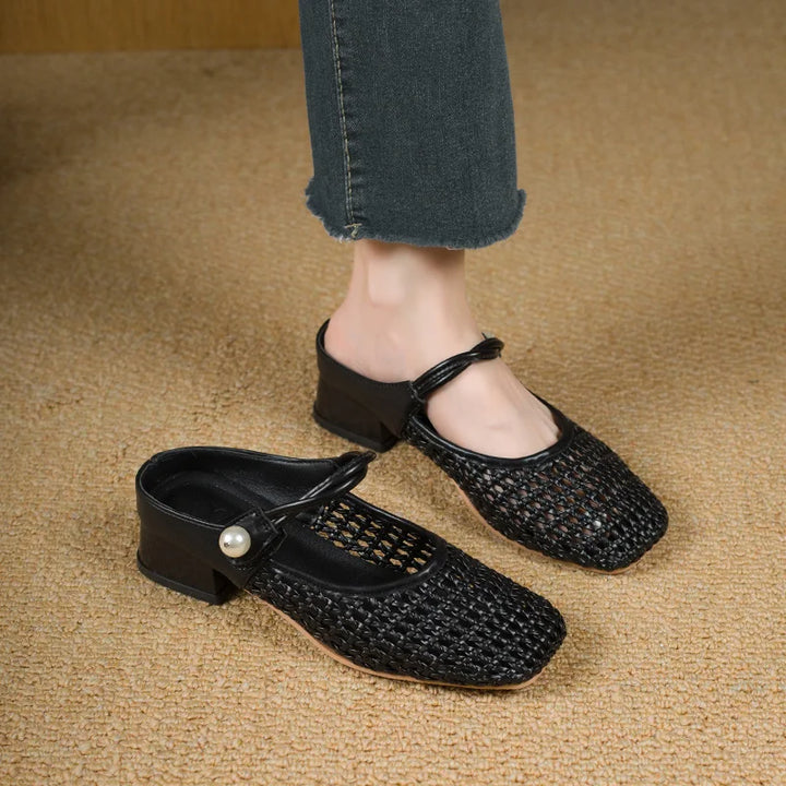 Square Toe Mid Heel Mules