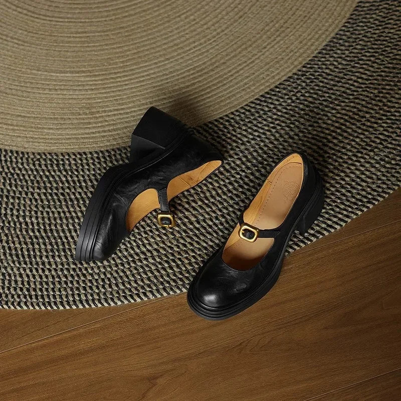 Retro Style Buckle Strap Mary Janes