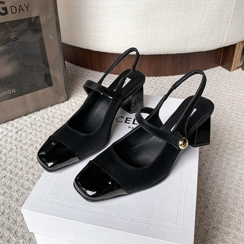 Square Heel Buckle Shoes