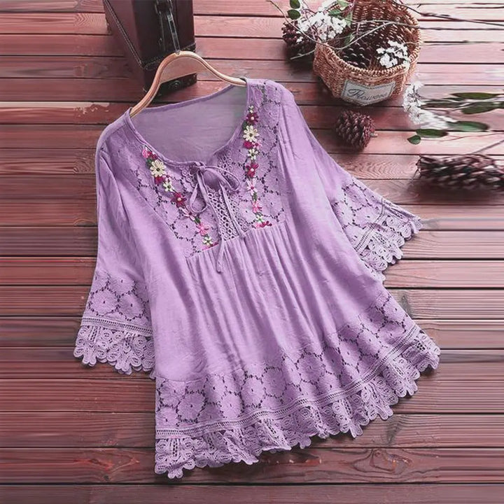 Flower V-neck Blouse