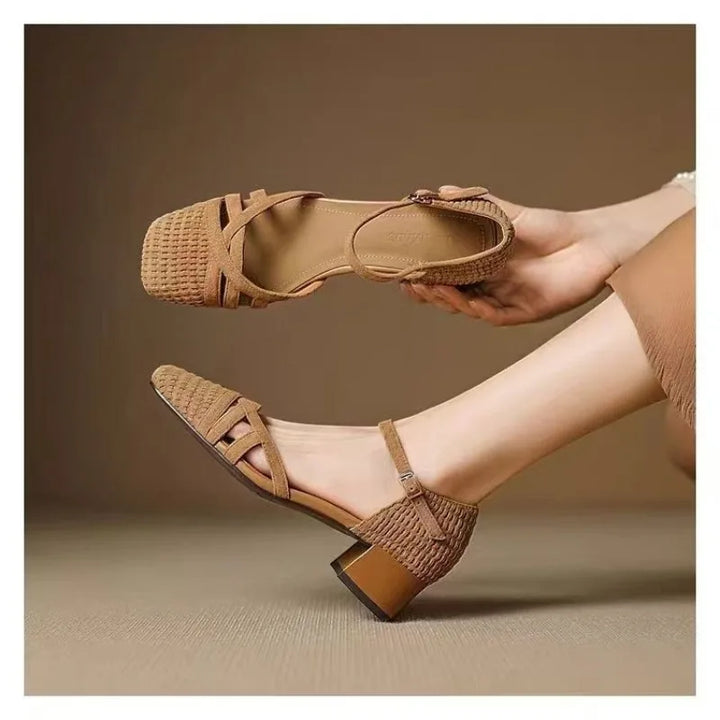 Retro One Strap Block Heel Shoes