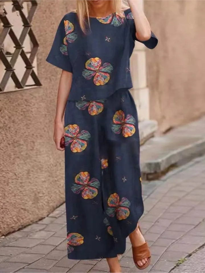 Linen Floral Two-piece Set