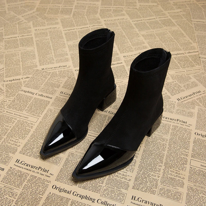 Pointed Toe Low Heel Boots
