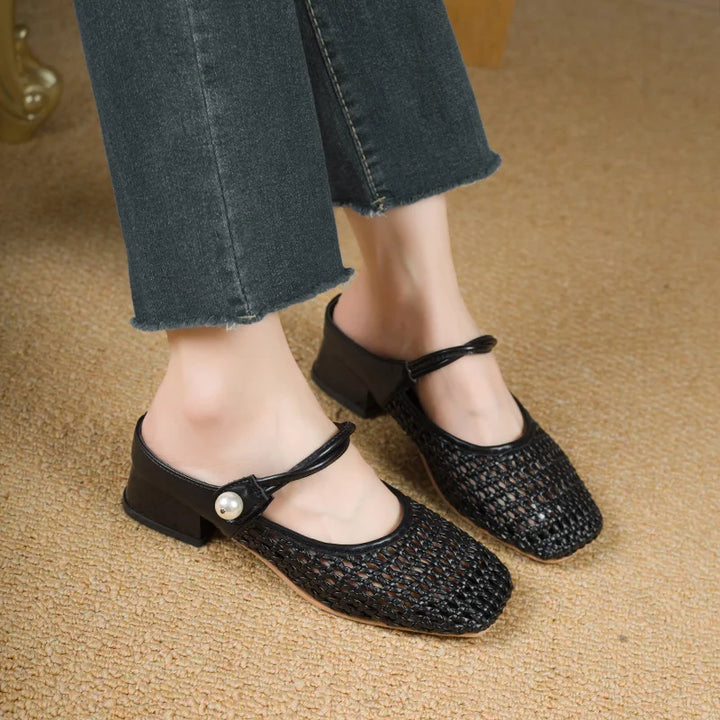 Square Toe Mid Heel Mules