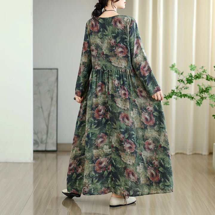 Retro Round Neck Women Dress