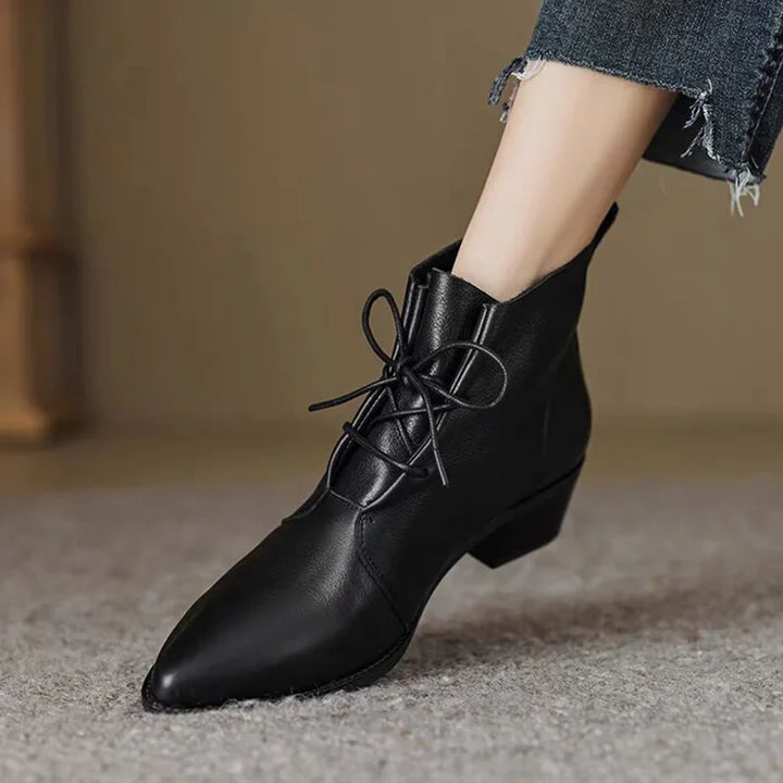 Ankle Pointed Toe Lace Up Boots