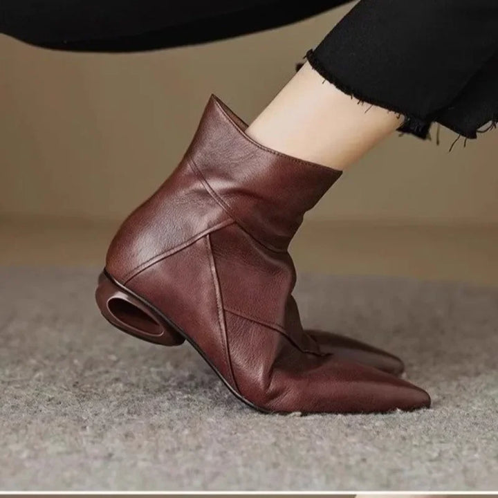 Retro French Pointed Toe Ankle Boots