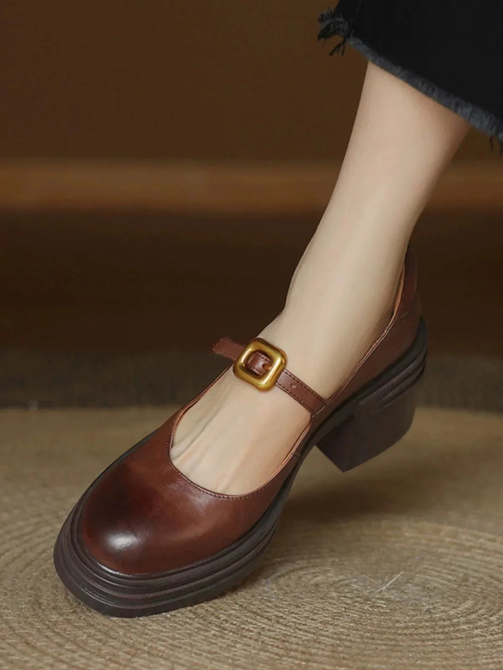 Retro Style Buckle Strap Mary Janes