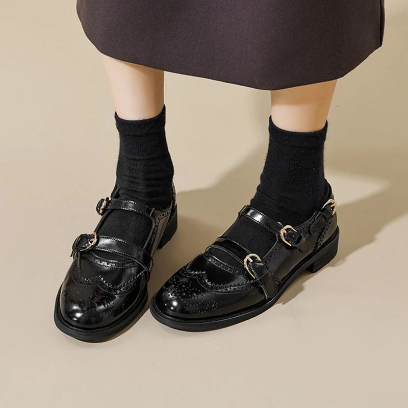 Round Toe Chunky Heel Shoes