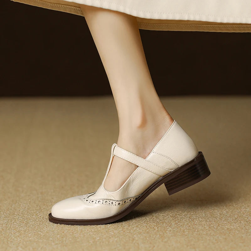 Round Toe Chunky Heel Retro Mary Janes