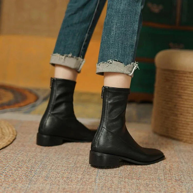 Designer Vintage Square Toe Ankle Shoes