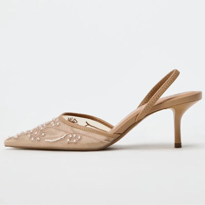 Embroidered Heeled Sandals