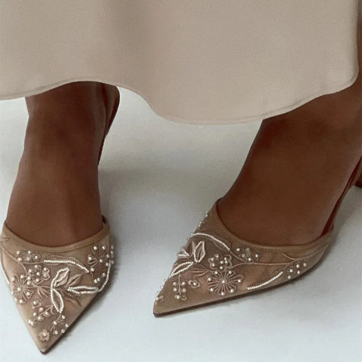 Embroidered Heeled Sandals