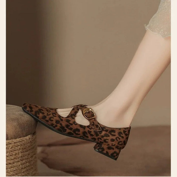 Low Heel Design Buckle Loafers