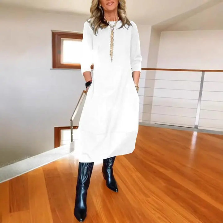 Casual Solid Round Neck Dress