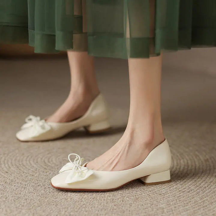 Low Heel Elegant Square Toe Shoes