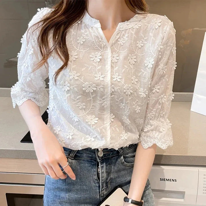 Embroided Floral Blouse