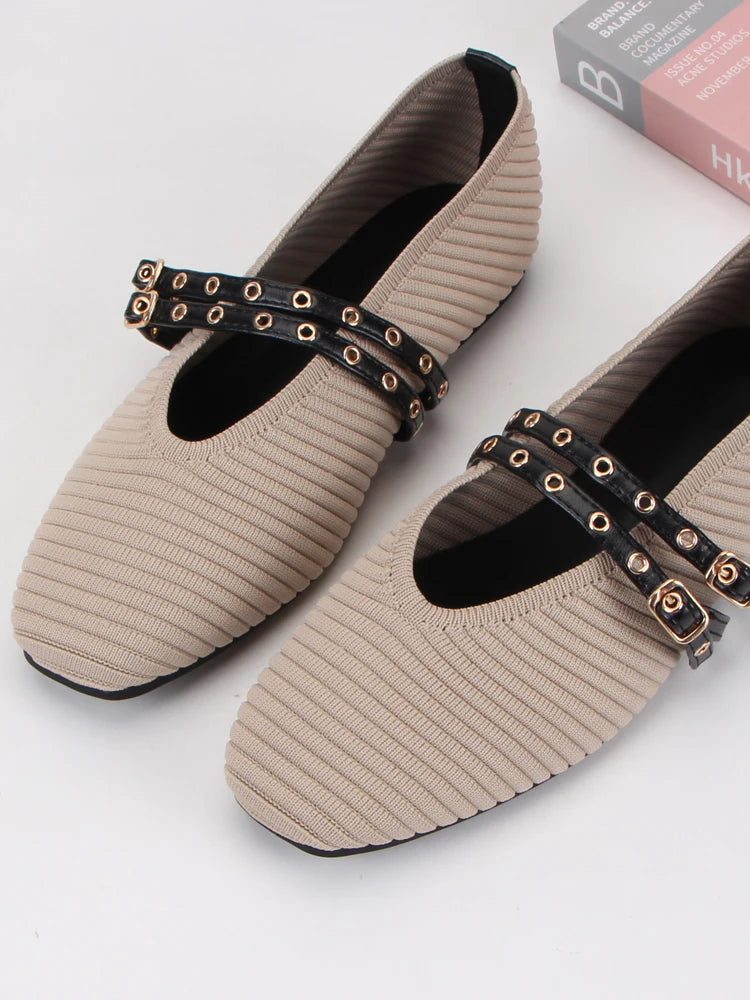 Knitted Breathable Mary Janes Flats Shoes