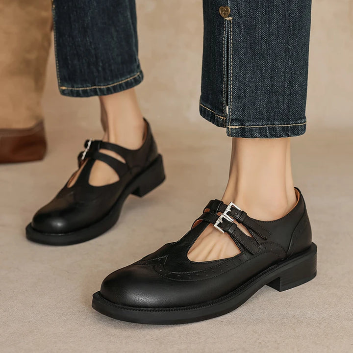 Ankle Strap Brogue Mary Janes Shoes