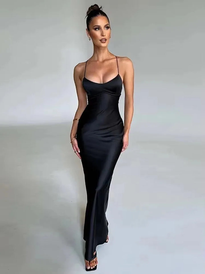 Satin Backless Slim Dress