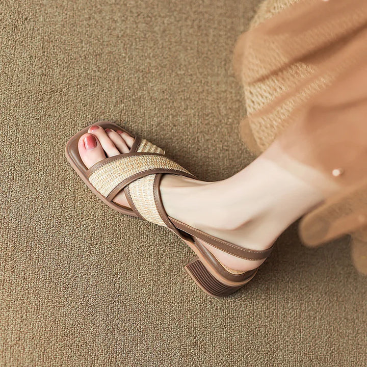Buckle Square Heel Open Toe Sandals