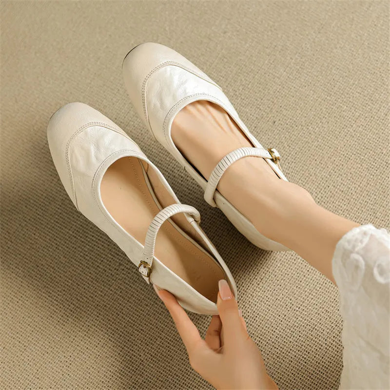Round Toe Buckle Flats