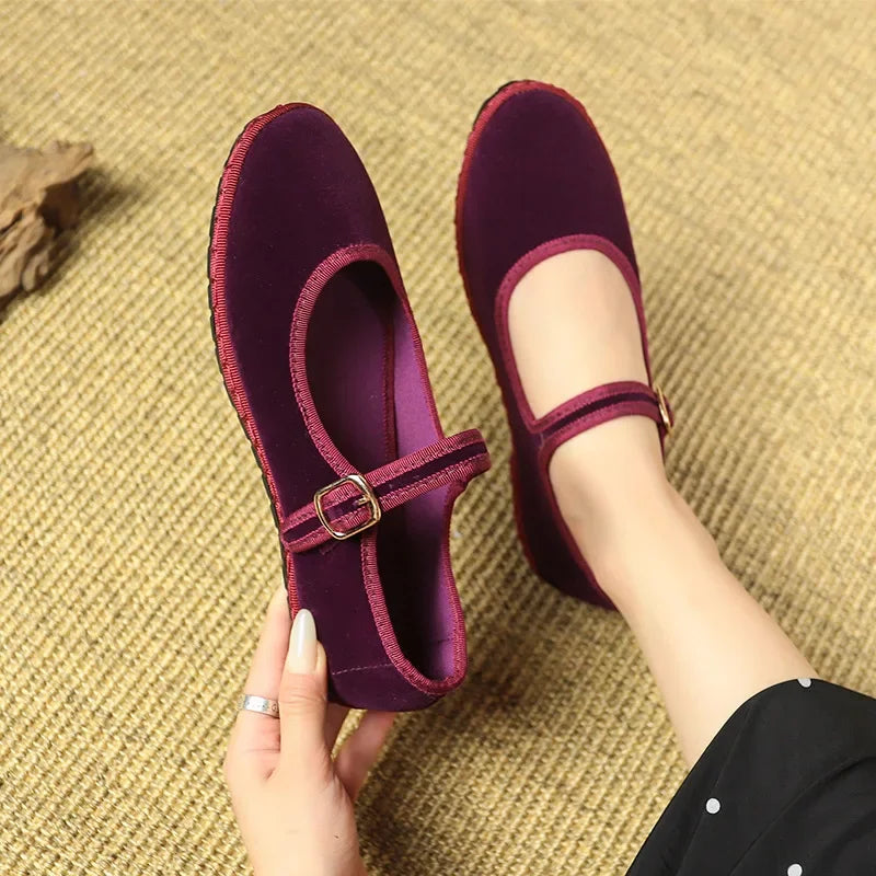 Velvet Mary Jane Shoes for Women