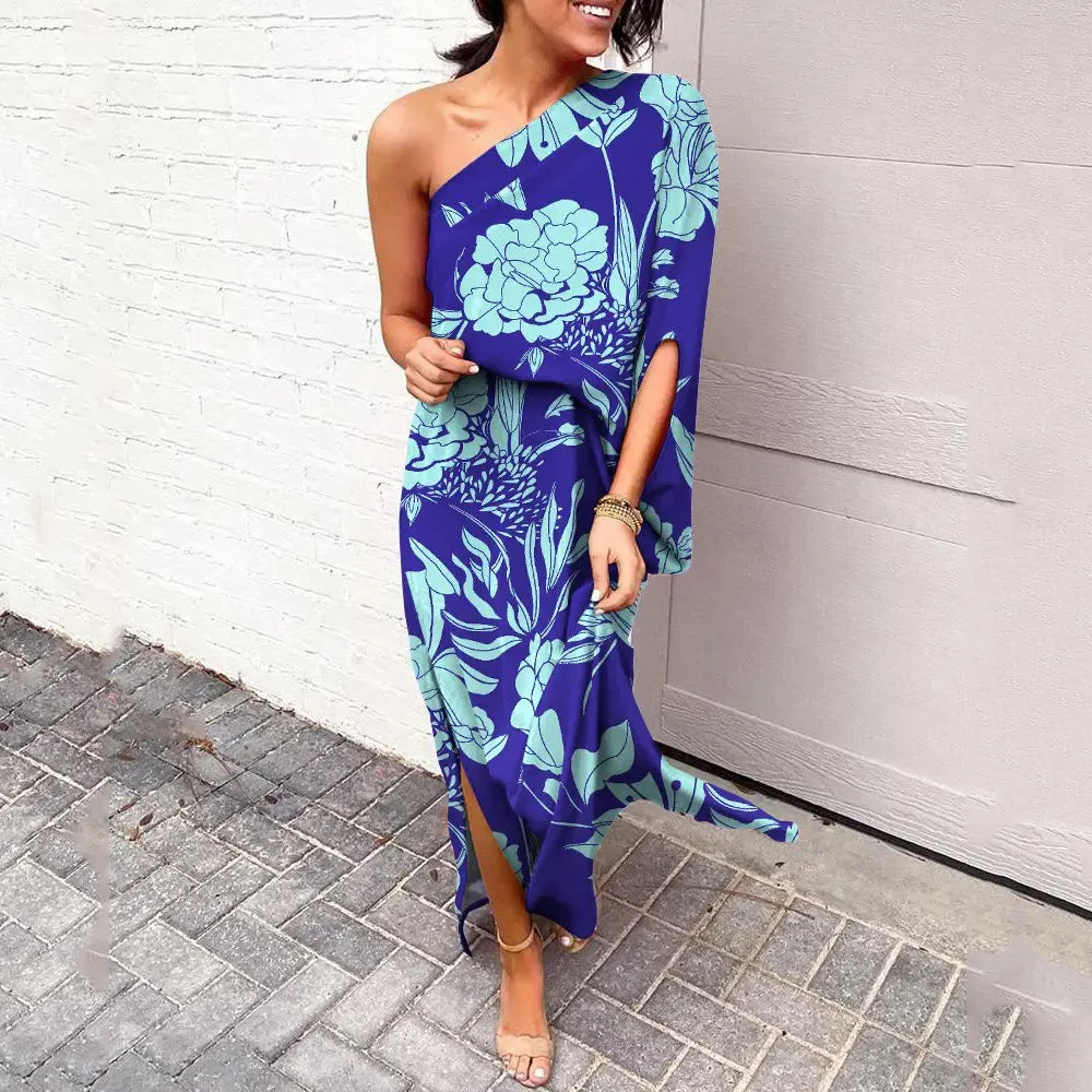 One Shoulder Floral Dress