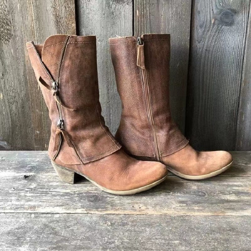 Zipped Design Boots
